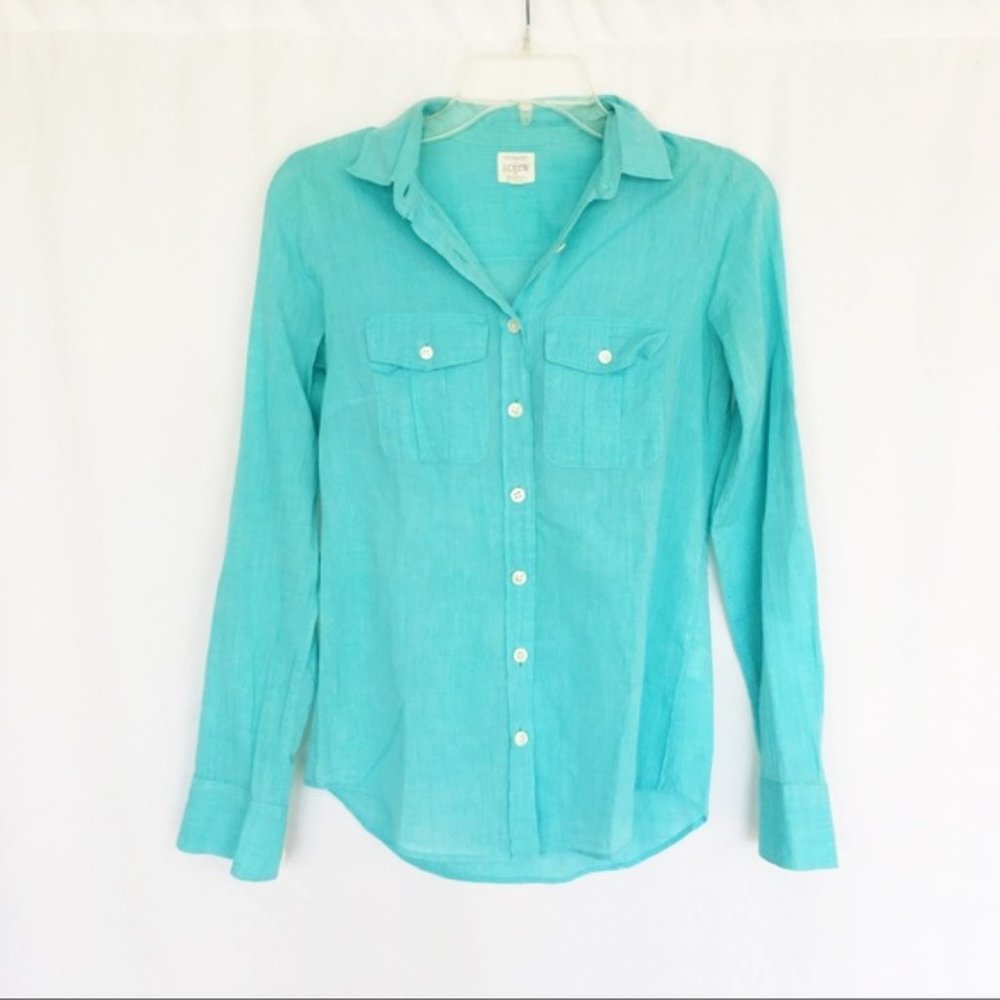 J Crew blue 100% cotton button up XXS